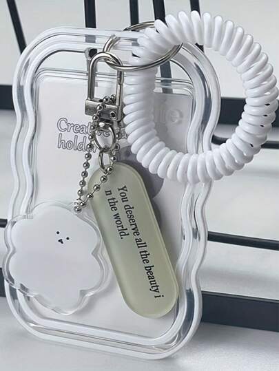 1 pièce Étui transparent à gradient ondulé avec pendentif nuage mignon et citation inspirante - Porte-carte de bus en TPU durable pour le campus, cadeaux de vacances