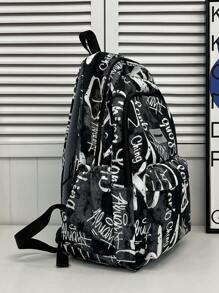 Fashionable Classic Graffiti Ladies' Backpack, Large Capacity, Foldable, Multi-Compartment, Suitable For Outdoor Activities, Short Trips, Hiking, And School.