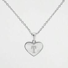 1pc Personalized Heart-Shaped White Shell Initial Necklace Stainless Steel Non Tarnish Women Letter Necklace