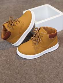 1 Paio di Stivali Piatti Unisex alla Moda, Comodi Stivali per Bambini Ammortizzanti e Antiscivolo, Adatti per Uso Quotidiano e Attività all'Aperto in Primavera e Autunno - Giallo - Visualizzare 2