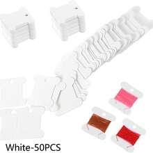 50/100/200pcs Plastic Floss Bobbins, Embroidery Floss Cards For Cross Stitch Thread Craft DIY Sewing Storage, Hard Floss Bobbins,(White,Clear) - Multicolor - View 16