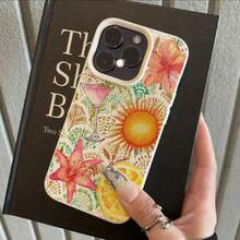 Vacation Style TPU 1pc Material Colorful Lily Flower & Lemon Pattern Full Screen Phone Case, Compatible With Iphone/ Phones Spring - White - View 3