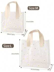 1/10pcs Transparent PVC Gift Bags With Handles, Daisy PVC Clear Tote Bags, Reusable Holiday Gift Bags, Plastic Cute Flower Gift Bags, White Handle Gift Bags, Suitable For Concerts, Sports Events, Supermarket Shopping, Travel, Holidays, Beach Vacations, Halloween Gifts, Christmas Gifts, Back To School Gifts - Multicolor - View 4