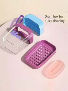 1 Stück tragbare Reise-Seifenschale mit atmungsaktiver Ablaufschicht - kompakte Toilettenartikel-Aufbewahrungsbox, Kunststoffmaterial, sanfte Farben (Lila, Pink, Blau, Gelb, Grün, Weiß), Badezimmer-Organisation, modische Aufbewahrungsbox, versiegeltes Design, leicht zu tragen, minimalistischer Stil, hygienische Aufbewahrung, unverzichtbar für Fitnessenthusiasten, Reisende, Urlauber - Verschiedenfarbig - Übersicht 5