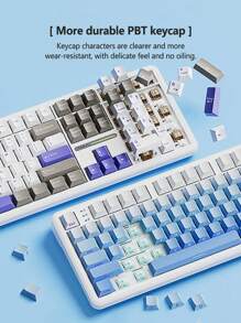 AULA F108 Three-Mode Mechanical Keyboard, Supporting Wired/Wireless Connection, 108 Fully Arranged Layout, Cool RGB Lighting Effect, Compatible With Windows/IOS System, Ergonomic Design, Suitable For Connecting Computers And Notebook Devices.