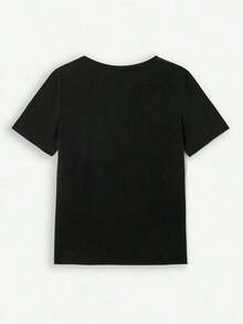 Camiseta sencilla y a la moda para mujer , adecuada para el verano. - Negro - Ver 2