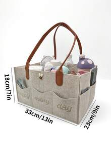 1个毛毡尿布包，奶瓶和尿布收纳袋，手提包，多隔层设计，皮革提手，刻字，针织刺绣图案 - 彩色 - 查看 10