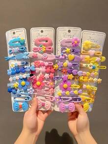 28件/套可爱粉色发夹套装,包含彩虹、水果、花朵等多种设计,色彩鲜艳——适合女孩和女士日常造型、派对、拍照,增添趣味和闪亮效果,包括发夹、发爪、发卡、发夹、发饰、头饰、情人节饰品、女士发饰、春季发夹等。 - 彩色 - 查看 15