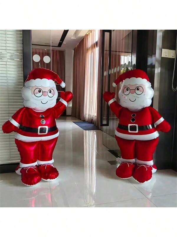 1pc Self-Sealing Aluminum Foil Santa Claus Balloon, Matte & Glossy Finish - Suitable For Halloween, Christmas, New Year, Carnival, Easter, Thanksgiving | Carnival Themed Party & Event Decoration