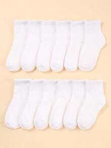 6/12/24 Đôi tất trẻ em màu trắng phù hợp cho cuộc sống hàng ngày, đa năng cho bé trai và bé gái, tất trẻ em cho mùa tựu trường - Nhiều màu - Xem 2