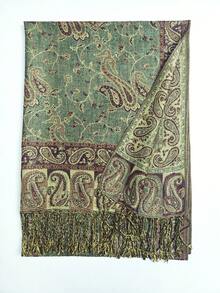 1pc Women's Fashion Multi-Color Cashew Scarf, Classic Paisley Pattern Headscarf & Shawl, Silky Cashmere Accessory, Suitable For Daily Wear, Beach Cover-Up, Holiday Gift, Air-Conditioned Room, All Seasons - Light Green - View 4