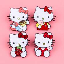 Sanrio 4pcs/Set Cute Enamel Pin Lapel Pins Badges On Backpack Women's Brooch Clothes Gift Jewelry Fashion Accessories