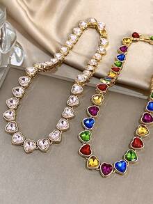 1 chiếc vòng cổ hình trái tim Zirconia sang trọng, vòng cổ đính hạt, trang sức dự tiệc hàng ngày thanh lịch dành cho phụ nữ, quà tặng cho mẹ, Giáng sinh, Lễ tạ ơn, Halloween, đám cưới, tiệc tùng, tiệc tùng/hàng ngày/bãi biển, phụ kiện quà tặng cho ngày kỷ niệm, ngày lễ tình nhân, trang sức Boho, quà tặng sinh nhật cho phù dâu - Nhiều màu - Xem 3