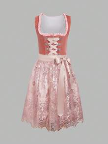 女士德国连衣裙巴伐利亚啤酒节万圣节狂欢节服装 - 粉色 - 查看 1