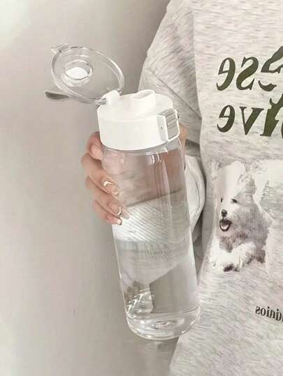 1pc 800ml Transparent Plastic Water Bottle, Leak-Proof Sports Water Bottle, Suitable For Gym, Running And Outdoor Activities, Wide Mouth Design For Easy Cleaning And Ice Adding, Helps You Stay Hydrated All Day, Ideal For Home, Office, School And Travel, Essential Water Cup For Holidays And Summer, Comes With Filter To Remove Impurities