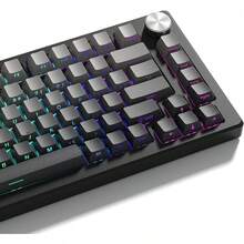 Womier PBT Keycap Sets Black, Gradient Double Shot Keycaps 60 75 Percent, Translucent Keycaps, Side Printed, Cherry Profile For Mechanical Gaming Keyboards (Only Keycaps) - 深灰色 - 查看 13