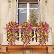 2 ramos de flores decorativas artificiales resistentes a los rayos UV, plantas artificiales adecuadas para decoración del hogar, pasillo, jardín, patio, mesa de comedor, sala de estar, decoración de bodas y fiestas, flores decorativas artificiales, Día de San Valentín, primavera, enredaderas artificiales, enredaderas colgantes artificiales, flores artificiales, decoración de bodas y fiestas con plantas artificiales, Día de San Valentín