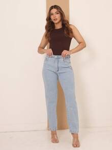 Calça Mom Jeans Feminina Cintura Alta Tecido Reforçado 100% Jeans Algodão Vintage