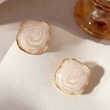 1 Pair Of Simple Retro Oil Drop Irregular Geometric Square Earrings, Elegant And Suitable For Women To Wear At Parties And Banquets - trắng - Xem 2