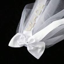 婚礼新娘头纱，“准新娘”头纱，单身派对蝴蝶结头纱，情人节配饰