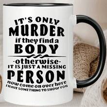 1 Piece It's Just Ceramic Coffee Mug - Humorous Insulated Reusable Cup, Washable, Suitable All Beverages, - 黑色 - 查看 8