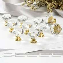 2/5/10pcs Crystal Glass Cabinet Door Knobs, Dresser Furniture Door Handles, Drawer Pulls, 30mm Diamond Shape Drawer Knobs, Suitable For Wardrobe And Cabinet, Cabinet Handles With Screws, Kitchen Drawer Pulls - Multicolor - View 13