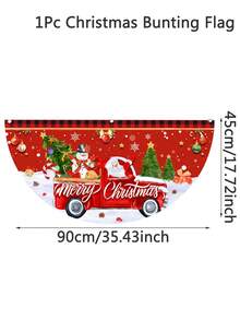1pc Christmas Bunting Fan Flag, Watercolor Snowman Xmas Tree Design Bunting Flag,Polyester Fabric Fan-Shaped Flag, Christmas Snowman Santa Half Fan Banner Xmas Party Decoration, Christmas Decorations For Home 2025, Christmas Outside Garden Patio Decor - Multicolor - View 13