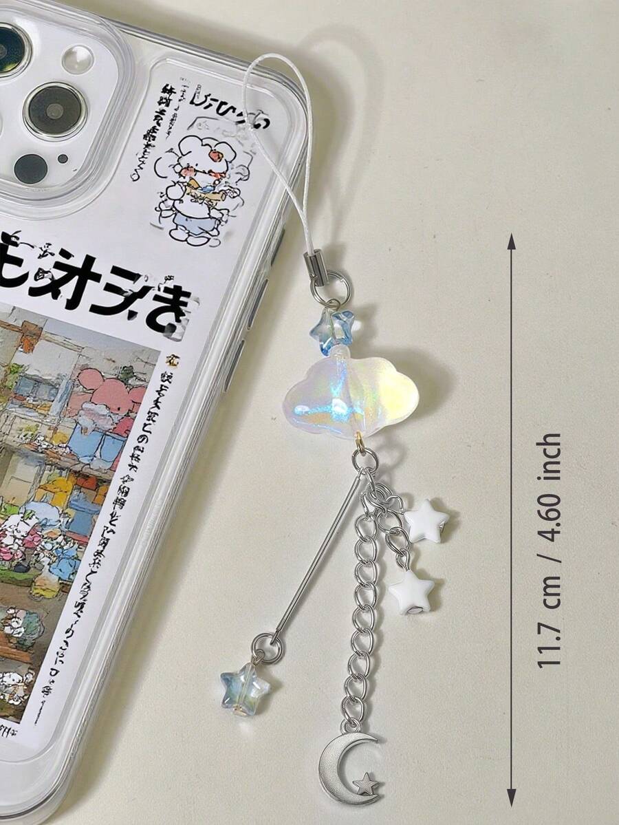 1 件透明亚克力云吊坠挂绳、智能手机饰品配件、DIY 珠宝 - 白色 - 查看 1