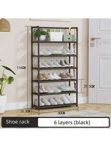 带门的 6 层多功能鞋架 | 防尘节省空间的储物柜 | 独立式收纳盒，可收纳鞋子、书籍、零食、家居必需品（白色/黑色，现代设计）。 - 彩色 - 查看 11
