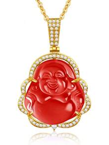 Buddha Necklace Green Jade Laughing Buddha 18K Gold Plated Chain Buddah Necklaces For Women Men Moms Gifts Luxury Jewelry Gifts For Her Him2025 - 金虎眼石 - 查看 2