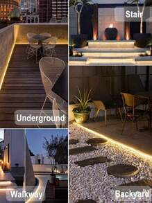 户外太阳能 LED 灯带，600LED 300LED LED 长条灯 IP65 全防水亚克力胶带，带遥控自粘，可切割太阳能自动开/关绳灯，适用于露台泳池露营装饰（太阳能/USB 电源代码）