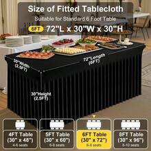 Mantel elástico de spandex, mantel ajustado elástico para mesas rectangulares de 6 pies, cubierta de mesa impermeable y lavable para exteriores, bodas, banquetes y fiestas (negro, 72L x 30A x 30H pulgadas) - 72"+x+30"+(Rectangular)+++Negro - Ver 4