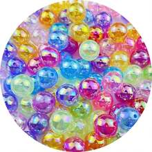 1 Box 6mm(1200pcs) 8mm(480pcs) Transparent AB Acrylic Round Beads, 24 Random Colors Assorted Plastic Bubble Gum Beads With Hole Loose Spacer Beads Bulk For Bracelets Necklace Jewelry Making DIY Crafts - Multicolor - View 7