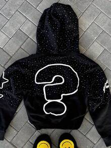 High Street Dark Style Men's Hooded Sweater With A Casual And Sophisticated Look, A Loose And Hip Casual Jacket Top, Hoodies For Men - 黑色 - 查看 2