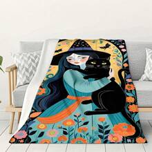 1PC Features Anime Characters And Cute Cat Patterns On A Soft, Warm, Convenient, Lightweight, And Multifunctional Flannel Blanket With Cute Cat And Flower Patterns On Top. Suitable For Sofas, Beds, Bedrooms, Living Rooms, Offices, Camping, And Travel. It Is An Ideal Gift For Friends, Family, Sons, Daughters, Brothers, Sisters And Parents For New Year, Christmas, Halloween And Birthday