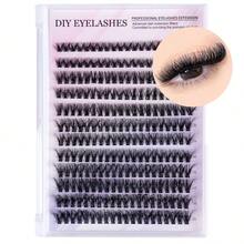 MEM 240/192片D型卷翘高密度假睫毛套装，新手友好，柔软自然，单根嫁接，持久轻盈，适合日常妆容，10-20毫米混合长度，轻松在家DIY，40D、60D、80D、100D混合浓密睫毛簇 - 黑色 - 查看 11