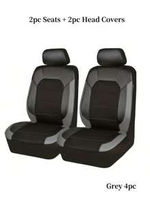 全套汽车座椅套（5座/9件），前排座椅套（2座/4件），通用型汽车座椅套，采用皮革和3D透气网布制成，拉链设计，预留头枕开口，适用于轿车、卡车和SUV，兼容安全气囊。9件套包含：2个前排座椅套、1个靠背套、1个后排座椅套和5个头枕套。4件套包含：2个前排座椅套和2个头枕套。