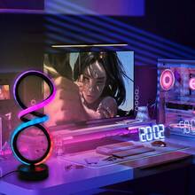 1 Stück nordische kreative Ring Schreibtischlampe, 36 Beleuchtungsmodi, farbige Lauflichter, Stimmungsbeleuchtung