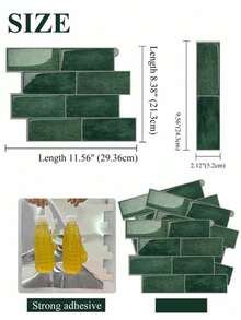 10pcs/Pack Removable 3D Ceramic Tile Stickers, Easy To Install, Waterproof, Self-Adhesive Wallpaper For Kitchen, Furniture, Kitchen Backsplash, Bathroom, Room Decor, Holiday Party Background - Multicolor - View 3
