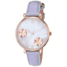 Fossil Ladies' Quartz Leather Three-Hand Watch, Stainless Steel Case/Glass Mirror Leather Strap ES4813/ES4812/ES4814 - Purple - View 6
