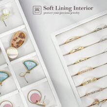 2 件天鹅绒隔层首饰收纳盒，耳环耳环戒指手链分隔托盘，防刮珠宝收纳盒，奢华梳妆台化妆收纳盒（不含摄影道具，多种颜色可选） - 彩色 - 查看 6