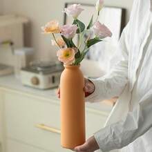 Juego de 3 jarrones decorativos de cerámica de 10.4 pulgadas, estilo bohemio moderno escandinavo, decoración del hogar de estilo campestre moderno blanco (mezcla de café) - Mezcla naranja - Ver 8