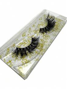 10/16/21 Pairs Fluffy&Thick 3D False Eyelashes With Glitter Paper Box,Lashes Bulk Christmas Gifts,3D Cat Eye Eyelashes Natural Soft,Protable, Makeup Manga Lashes,Dramatic Messy Mink Lashes Wispy, Individual Package Faux Mink Lashes Wholesale - 黑色 - 查看 7