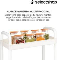 Plástico, Rodante Multiusos, Fácil de Montar HG55C1 Carrito Organizador de 3 Niveles, Carrito de Serviciocon Ruedas Universal, Carrito de Almacenamiento de - BLANCO - Ver 2