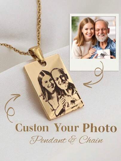 Customized Engraved Portrait And Name Rectangle Photo Necklace - Customizable Portrait Stainless Steel Women's Necklace - Minimalist Memorial Photo Necklace - Customized Gift - Necklace For Mom - Personalized Gift - Gift For Girlfriend - Simple Necklace - Birthday Gift - Memorial Gift - Customized Rectangle Engraved Photo Necklace - Personalized Christmas Family Custom Gift,Black,Silver,Gold,Stylish,Colorful,Vintage,Simple,Unisex,Casual,Cuties,Custom,Personalized,Unique,Ideal Gifts For Him,Ideal Gifts For Her,Her,Boyfriend,Girlfriend,Dad,Mom,Family,Friends,For Anniversaries,For Birthdays,For Graduation,For Prom,For Party,Customized Fashion Necklaces,New Year Glamour
