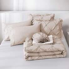 Comforter Set Pieces, Beige Bed In A Bag Comforter Set Bedroom, Bedding Comforter Sets With Comforter, Sheets,Ruffled Shams & Pillowcases - Màu be - Xem 4