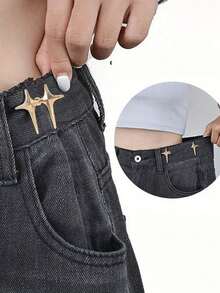 1 对可调节腰带夹 - 十字星无缝裤扣别针，适合日常和特殊活动，不会使裤子太紧，也可用于大臀部，适合男士和女士的配饰 - 彩色 - 查看 5