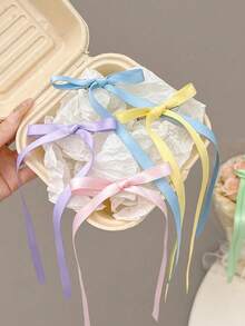 10pcs/Pack Girls' Polyester Colorful Bow Hair Clips, Lace, Elegant, Ballet, Y2K Fairy Style Hair Accessories, Suitable For Daily Wear (Random Colors) - Multicolor - View 9
