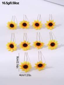 10 件/套女士发饰黄色雏菊向日葵发夹发夹人造织物花发饰，时尚可爱发夹简单海滩度假旅行，发髻延长，发髻制作器，发髻发片，发型夹，发夹，发夹