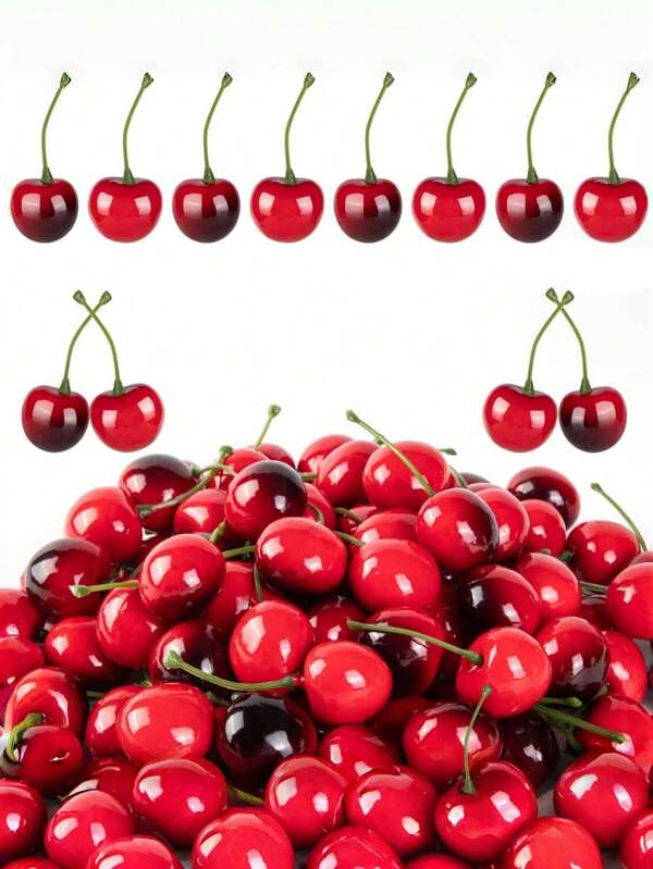 40Pcs Simulation Fruit Cherry, Realistic Fruit Cherry Decoration Props, Suitable For Home Desktop Decoration, Kitchen Fruit Party Decoration, Birthday Party Cake Decoration Accessories, Wedding Scene Decoration, Valentine Day, Gift Gifts Graduation
